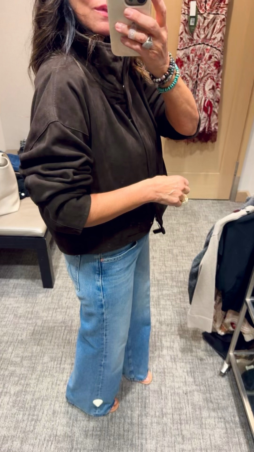 Nordstrom Anniversary Sale picks as a former top selling Nordstrom stylist- 
1- Really nice rich suede in a rich chocolate brown quality suede. Don’t size up unless you want oversized - I’m wearing medium, great buy!! 
2- Wearing mother jeans that are “mid rise” but they are definitely low rise on me! I always size up in mother jeans

#LTKmomlife #LTKSaleAlert #LTKOver40