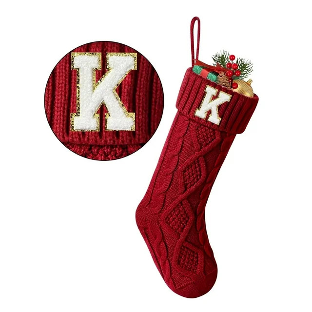 TETOU Christmas Stockings with Initials Letter 18" Stockings for Christmas Decoration - Red K | Walmart (US)