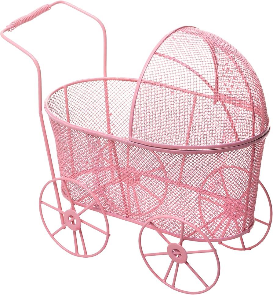 Red Co. Adorable Baby Shower Centerpiece, Decorative Stroller Carriage Basket, Pink, 8-inch | Amazon (US)