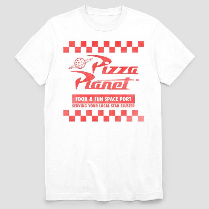 Men's Toy Story Pizza Planet Short Sleeve Graphic T-Shirt - White | Target