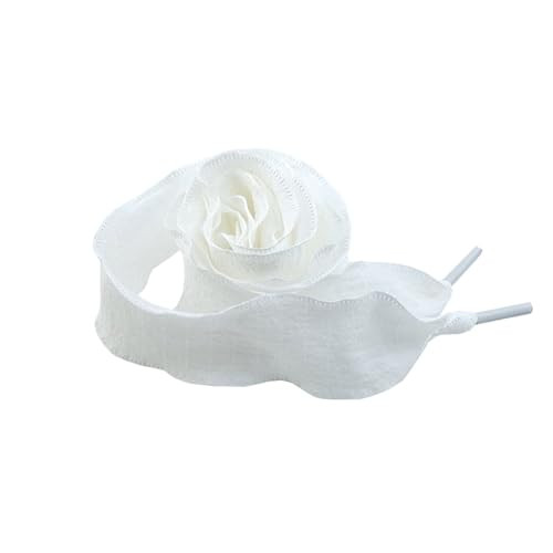 goodlace Flat Rose Ribbon Shoelaces 1" Wide Laces Fashion for Sneakers Sport Shoes 47" White | Amazon (US)