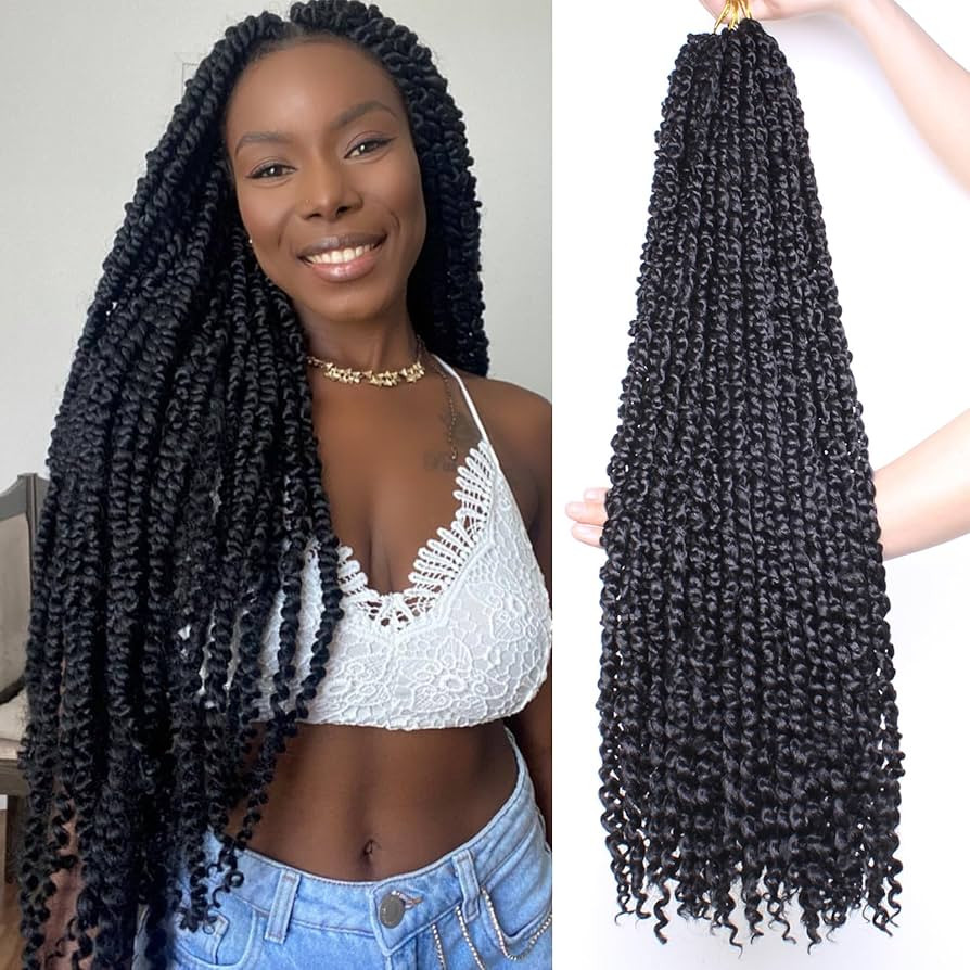 Leeven 30 Inch Natural Black Pre-Twisted Passion Twist Hair With Curly Ends 8 Packs Super Long Go... | Amazon (US)