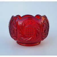 Imperial Glass Whirling Star Red Rose Bowl - Fancy Scalloped Rim 5.25"" Art | Etsy (US)