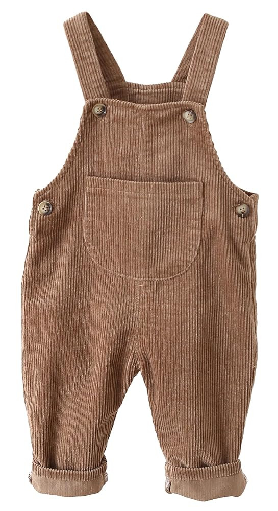 SEAUR Baby Boy Girl Corduroy Bib Overalls Cotton Button Suspender Overalls Plain Romper Loose Jum... | Amazon (US)