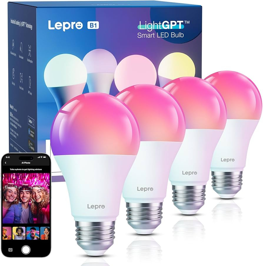 Lepro B1 AI Smart Light Bulbs - AI Mood Recognition, Music Sync, Thousands Dynamic Scenes, Wi-Fi ... | Amazon (US)