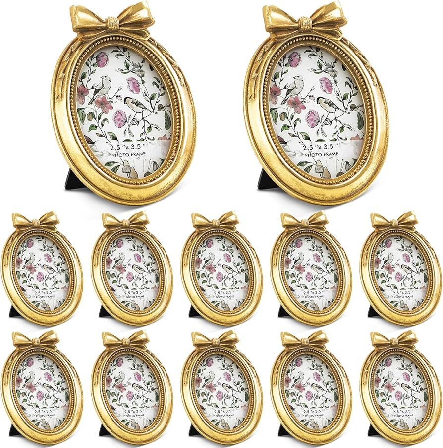 Vicenpal 12 Pcs Mini Gold Frames Small Vintage Picture Frames 2.5 x 3.5 Inch Oval Resin Antique B... | Amazon (US)