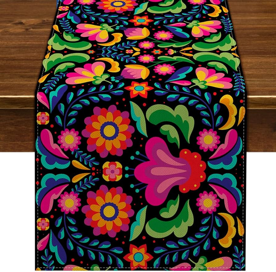 Nepnuser Cinco De Mayo Table Runner Mexican Fiesta Decoration Mexico Dia De Los Muertos Rustic Li... | Amazon (US)