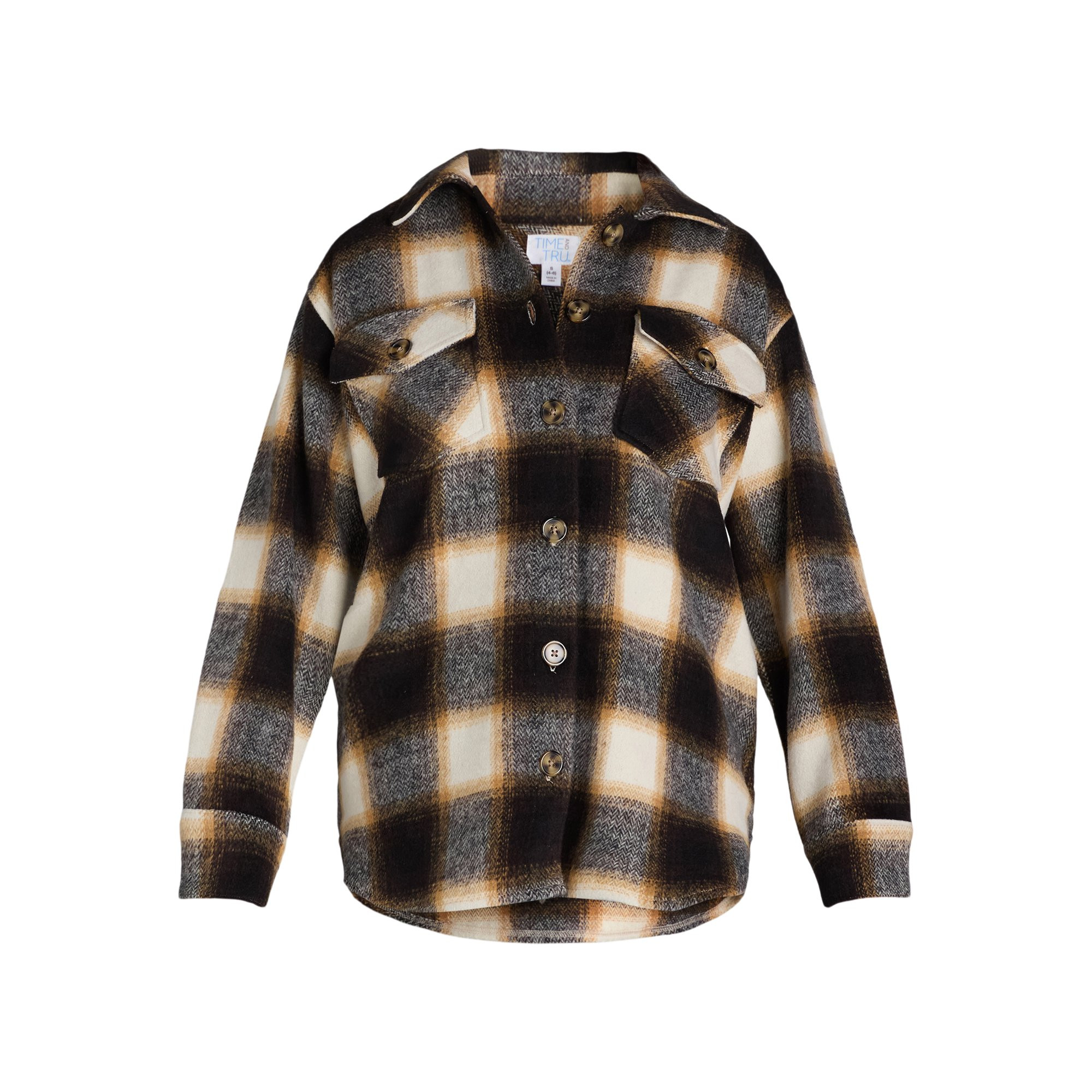Time and Tru Women's Button Front Shacket, Sizes S-XXXL | Walmart (US)