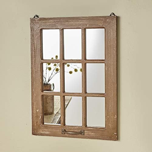 The Lakeside Collection Distressed Wood Windowpane Mirror - Rustic Home Decoration - Small 15" W ... | Amazon (US)
