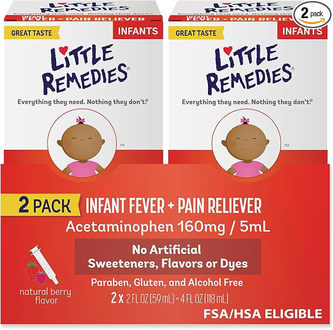 Little Remedies Infant Fever & Pain Reliever with Acetaminophen, Baby Medicine with No Artificial... | Amazon (US)