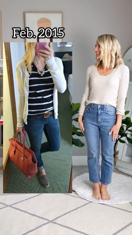 What I wore then vs. What I wore now! Updating an outfit that I wore in February 2015! 
Shirt- small
Jeans- small/regular 
Cardigan- old, linked similar 
Shoes- TTS

#LTKSeasonal #LTKfindsunder50 #LTKstyletip