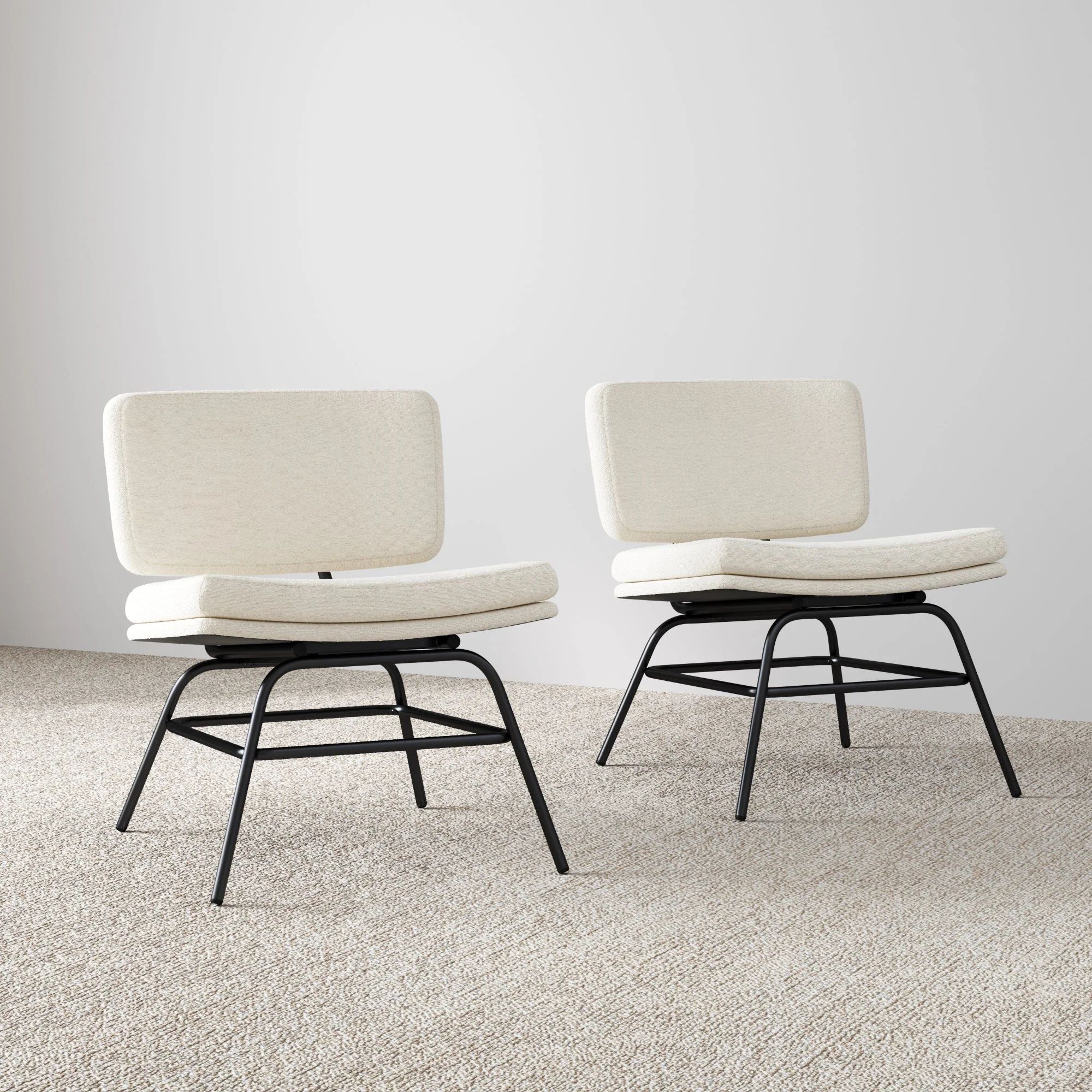 Modern Boucle Accent Chairs Set of 2 | Nathan James