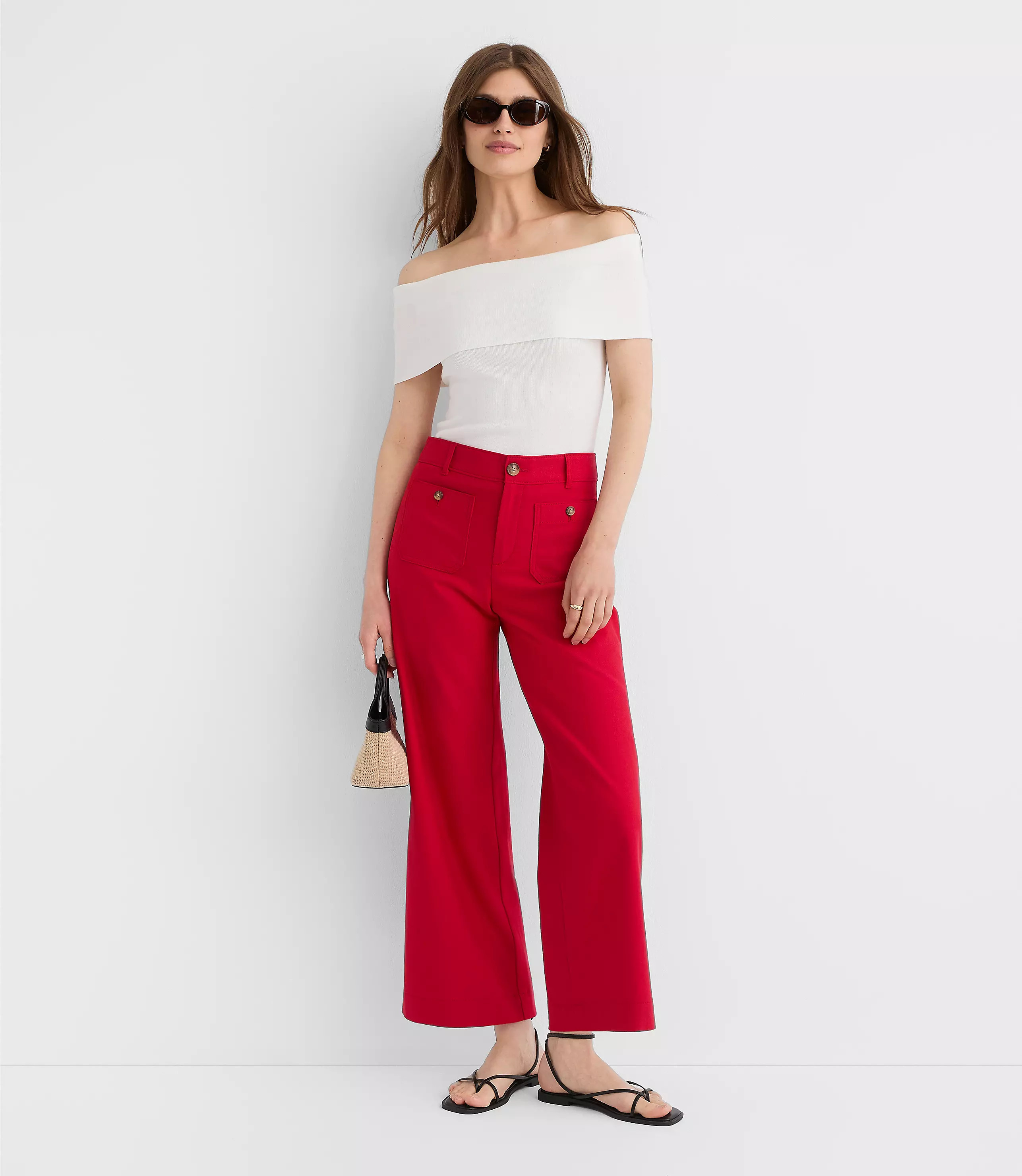 Palmer Wide Leg Crop Pants in Cotton Linen | LOFT