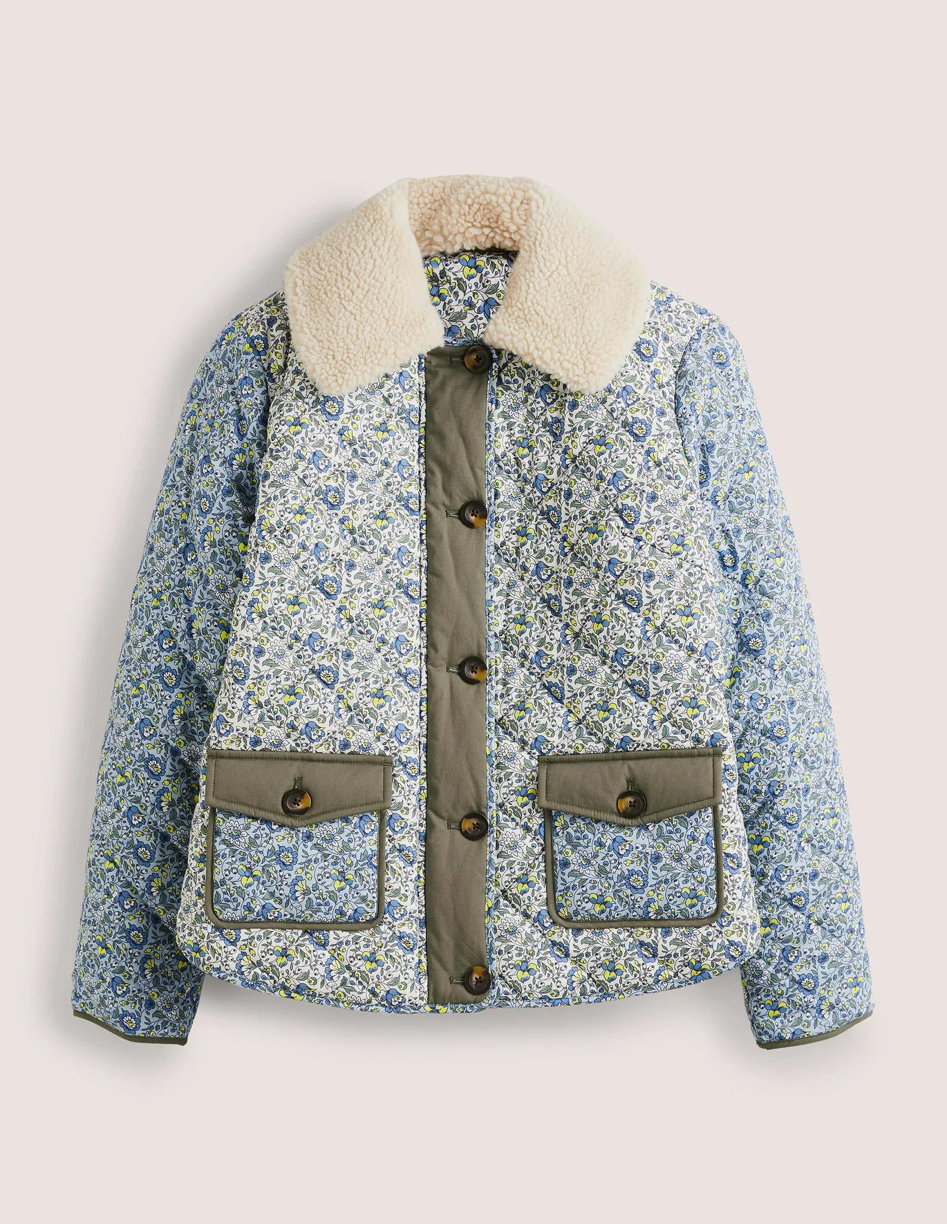 Quilted Cotton Jacket - Ivory, Botanic Meadow | Boden (US)