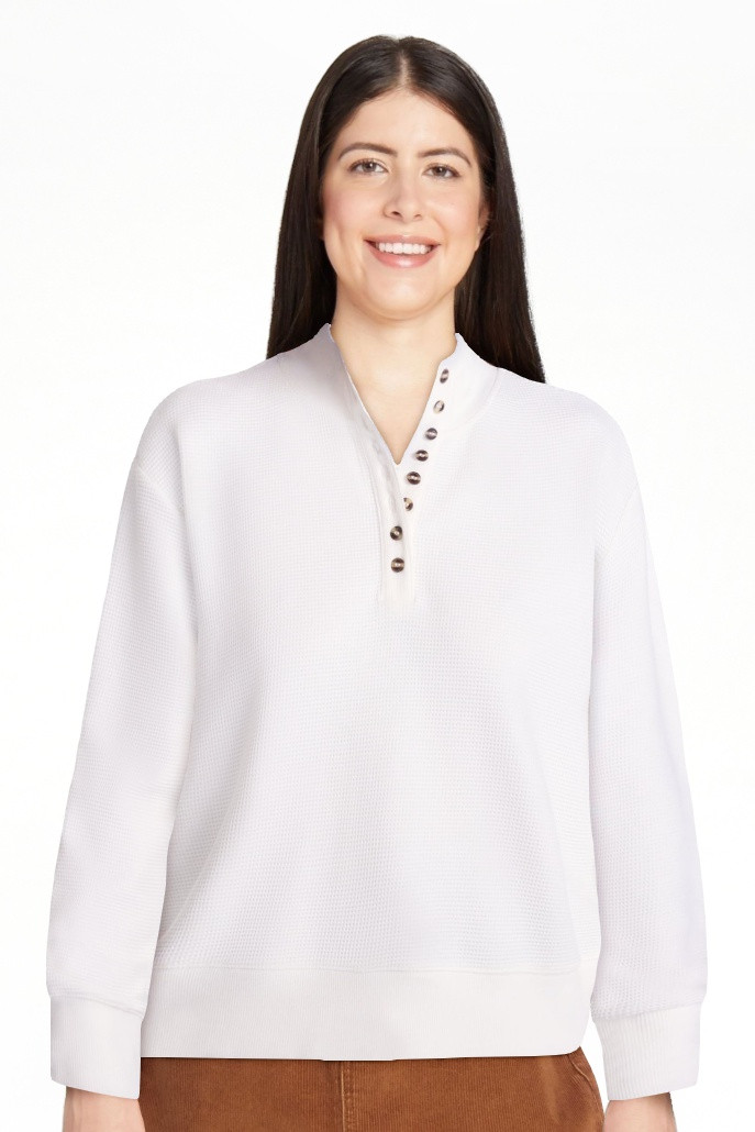Scenario Women's and Women's Plus Waffle Knit Button Top with Long Sleeves, Sizes XS-4X | Walmart (US)