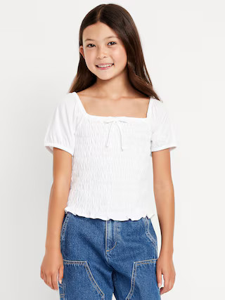 Short Puff-Sleeve Smocked Top for Girls | Old Navy | Old Navy (US)