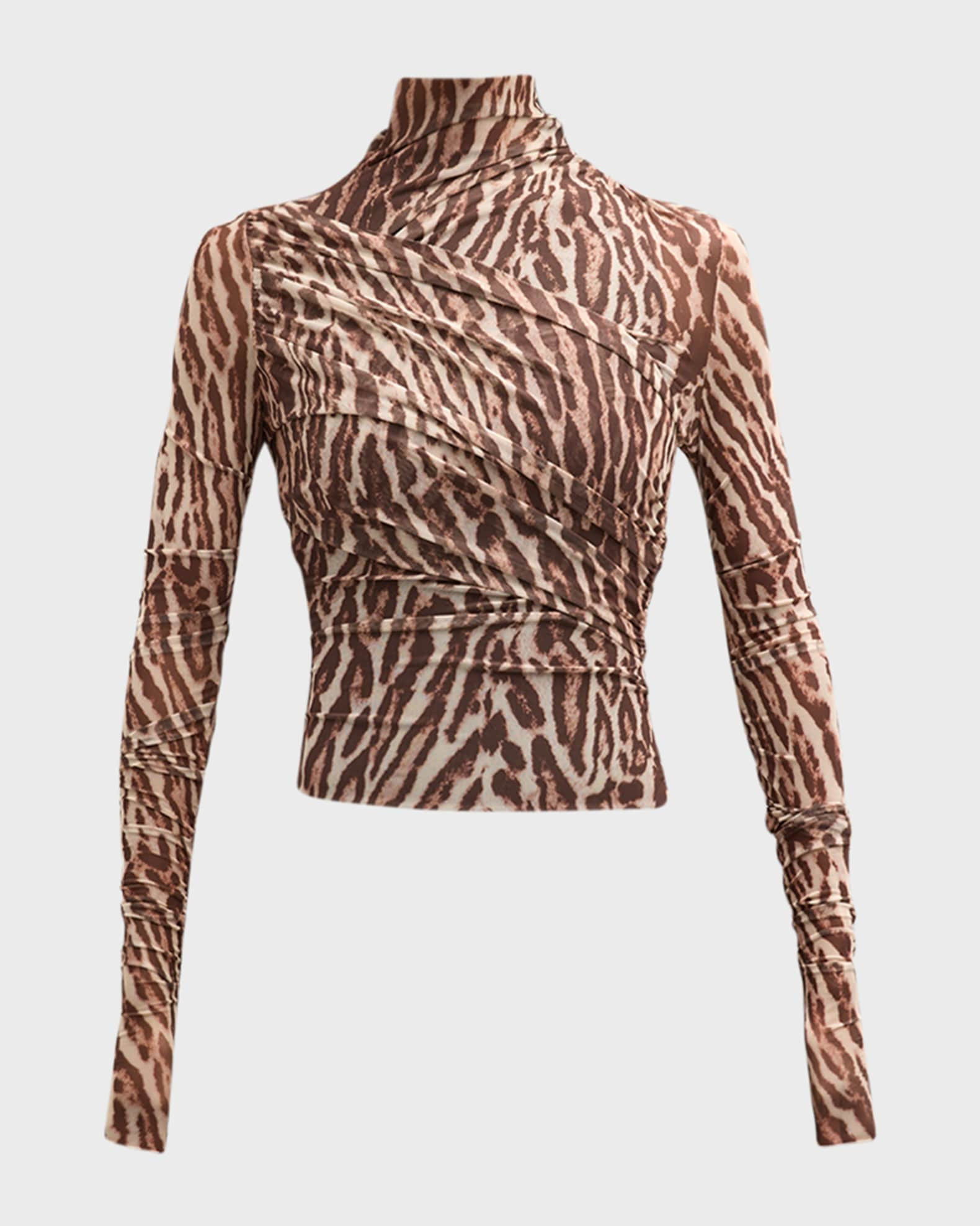 Sana Cheetah Mock-Neck Top | Neiman Marcus