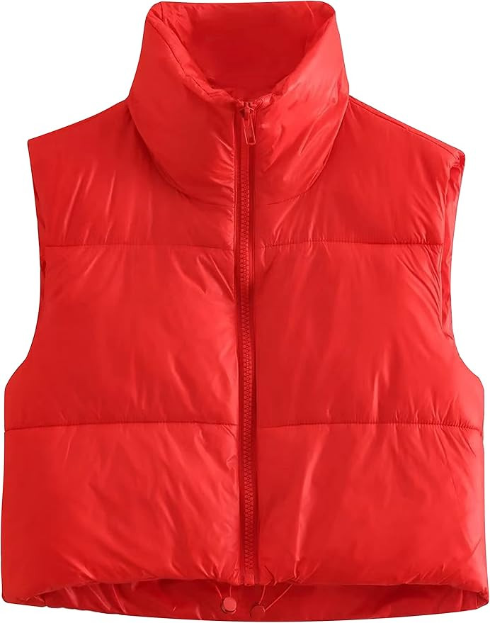 APAFES Womens Winter Cropped Puffer Vest High Stand Collar Lightweight Insulated Crop Vests Outer... | Amazon (US)