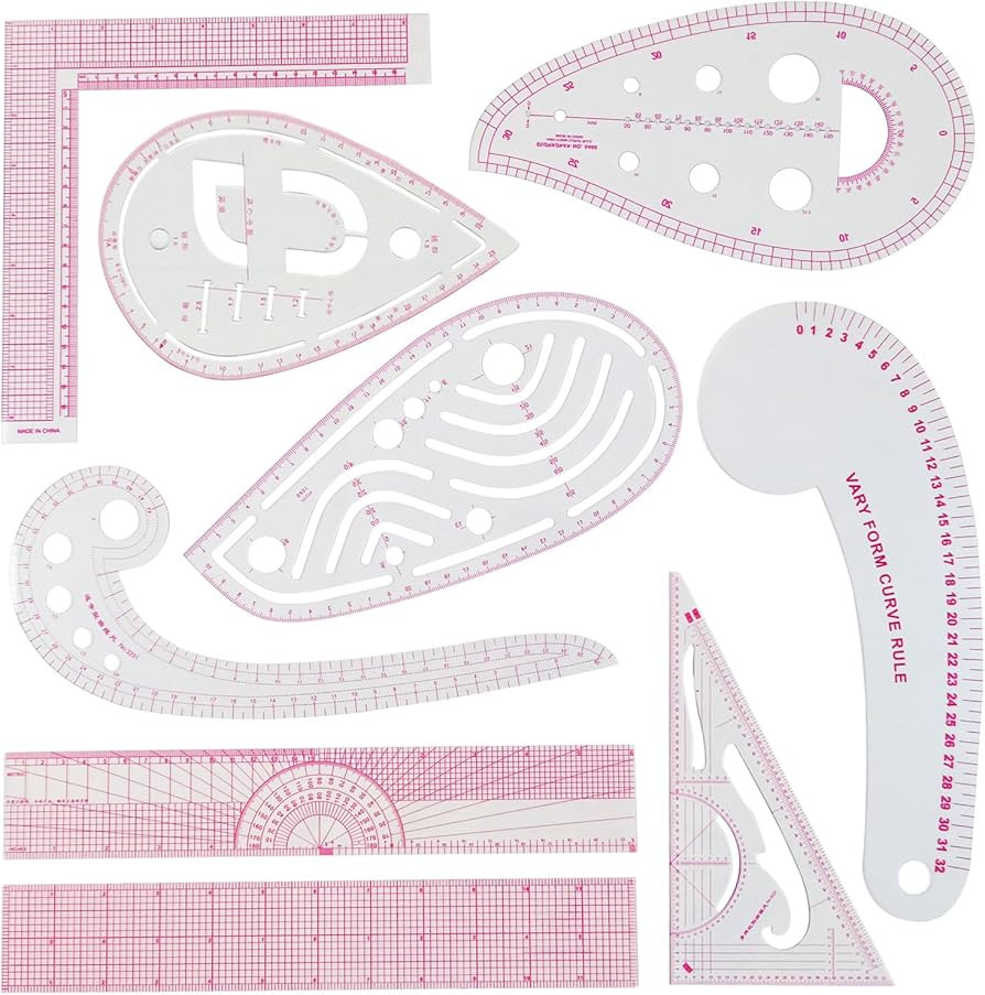Fashion Clear Metric Sewing Ruler Set, French Curve Pattern Ruler Kit for Beginners Tailors Desig... | Amazon (US)