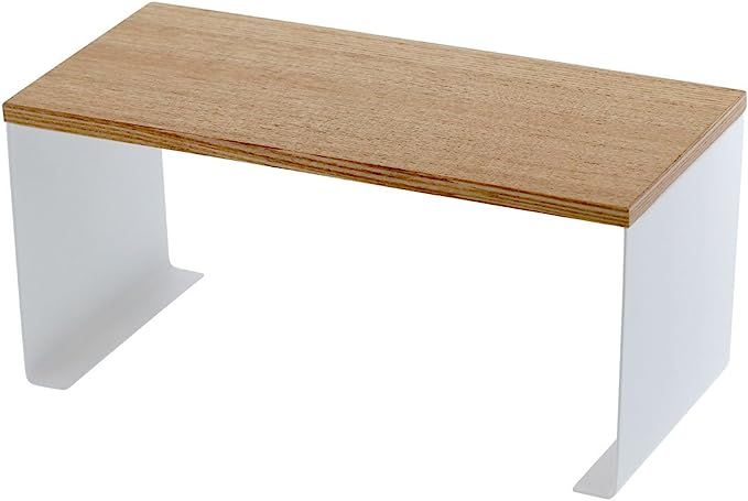 Yamazaki Home Wood-Top Stackable Kitchen Rack-Modern Counter Shelf Organizer, White | Amazon (US)