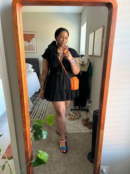 Black Short Sleeve Tie Front Mini Dress
Orange Crossbody Bag Amazon
