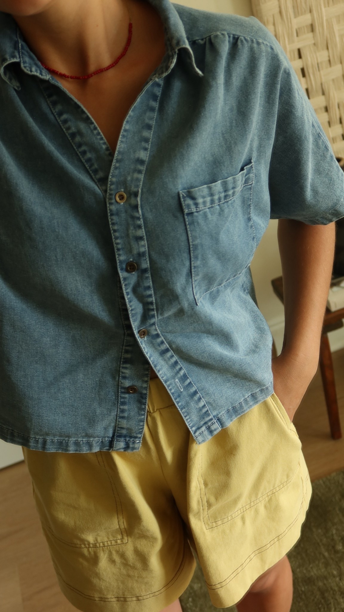 Everything is size small!Denim top yellow shorts the perfect summer outfits lounge beach lounge casual wear
Summer camps mom outfits fashion summer spring 

#LTKStyleTip #LTKSummerEdit #LTKSeasonal