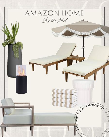 Hang by the pool in style with these affordable look for less poolside essentials from Amazon home. 

Outdoor sectional // teak lounge chairs // pool loungers // beige umbrella with fringe // Amazon patio // Amazon outdoor // striped pool towels // indoor outdoor fire pit // outdoor side table 

#LTKSaleAlert #LTKHome #LTKSeasonal
