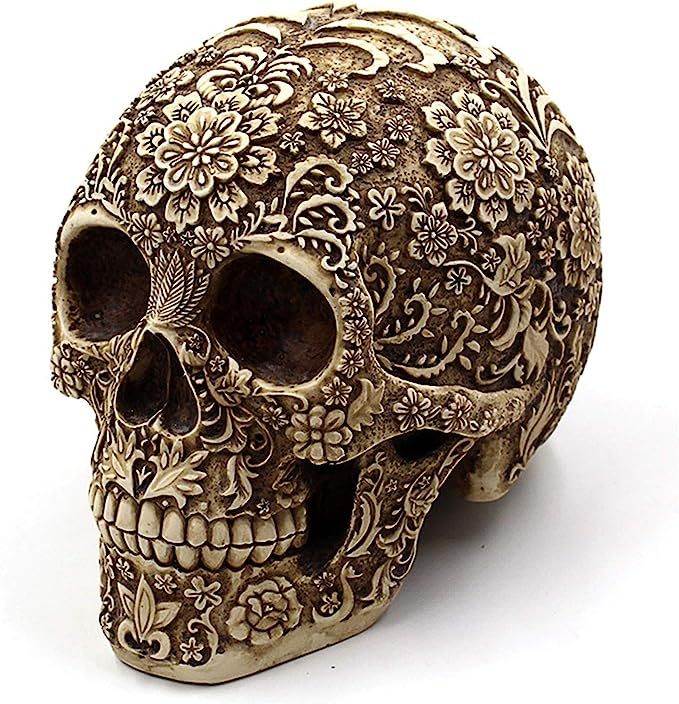 Amazon.com: Ujoy Creative Skull Flowers Sculpture 8.1'' Human Head Skeleton Statue Collectible Ha... | Amazon (US)