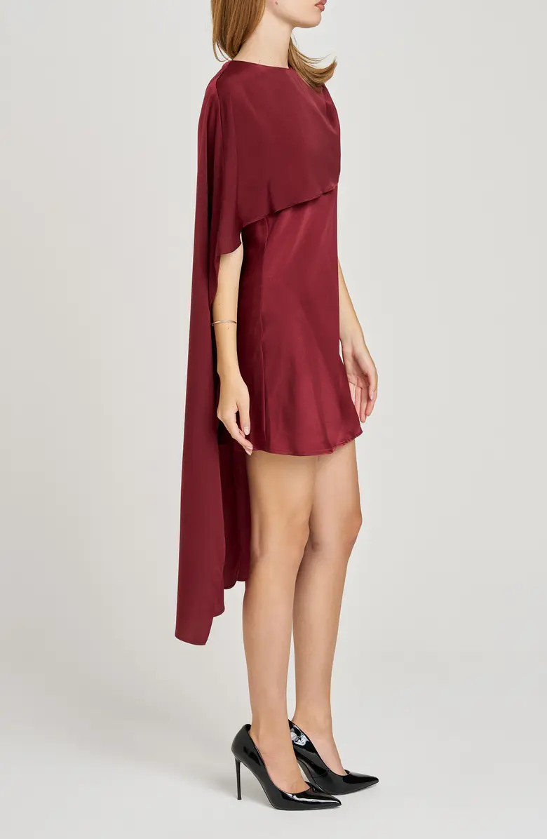 x Sara Walker Elle Capelet Satin Minidress | Nordstrom