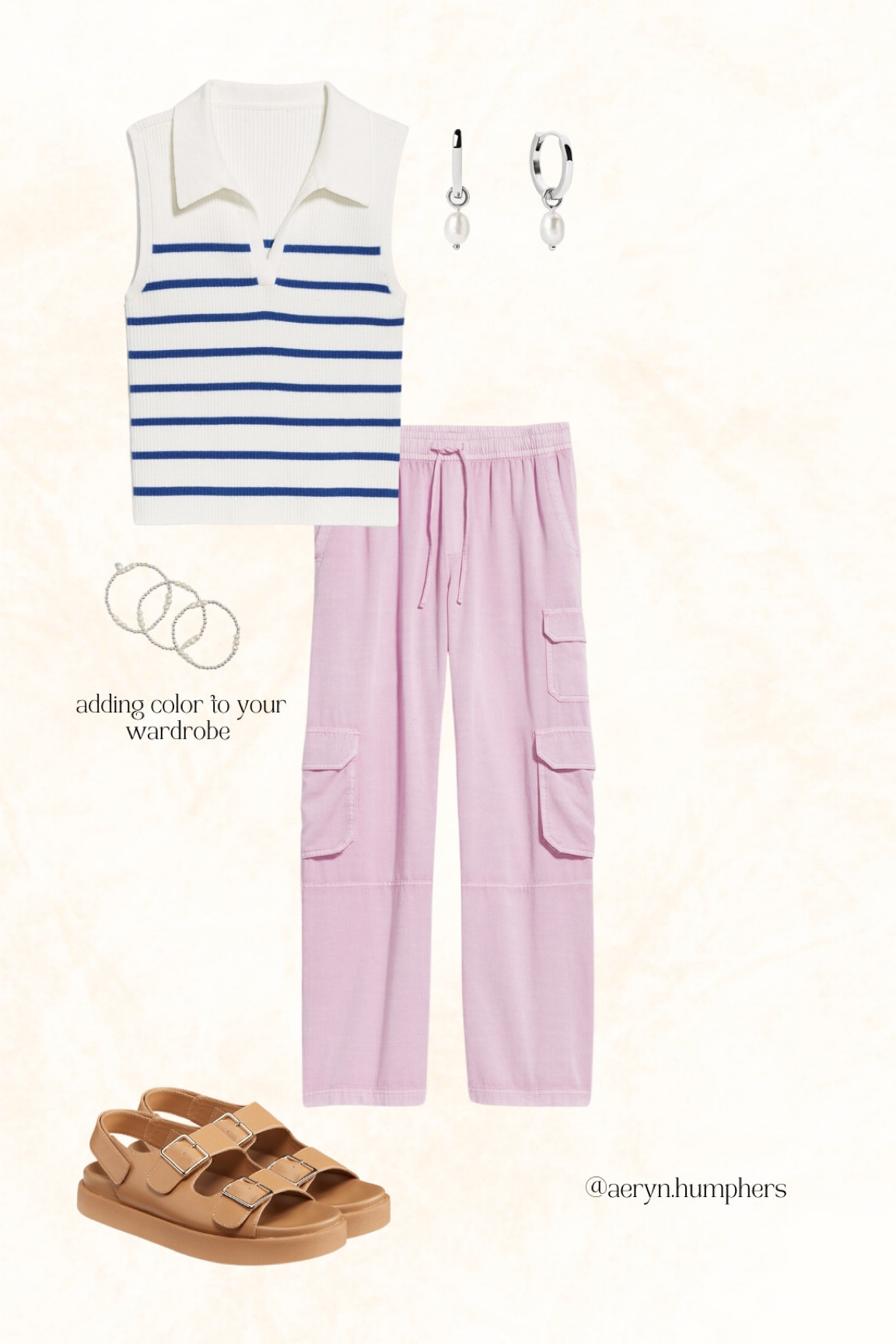 love these pants so much!! I tried them on a few weeks ago and were shocked at how lightweight and soft they were! 🩷🤍

Old navy, cargo, lightweight, wide leg pants, stripes, silver, chunky sandals 