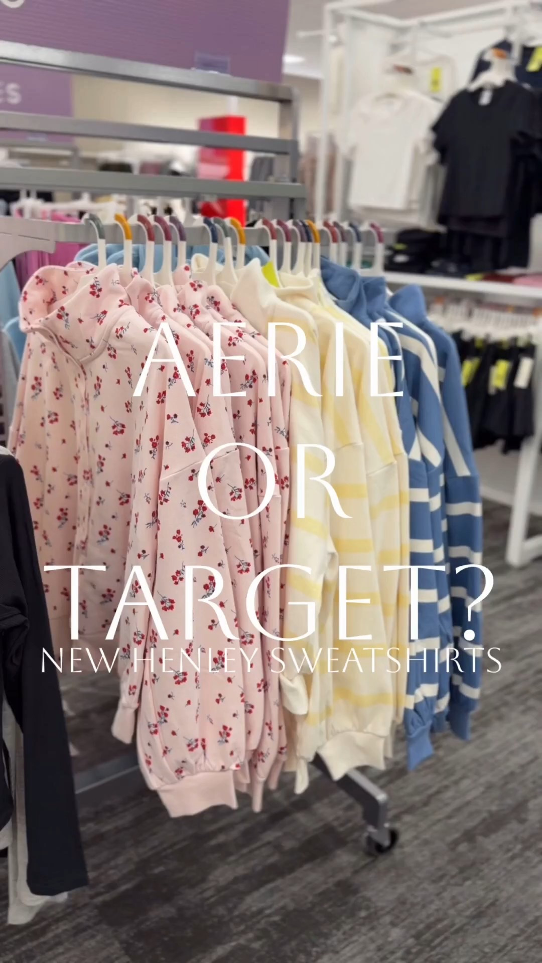 Aerie or Target?🤩 Brand new henley sweatshirts you are going to want to grab!👀 JUST released online and in store!🎉 I grabbed the floral and the yellow stripe in-store so fast! Now I still want the blue 😂 Giving me major Aerie vibes! I’m obsessed with the spring colors and fit! The French terry material is so comfy! The quality of these pullovers is so good! Would be super cute with a puffer vest or a trench coat for an added layer! Pair perfectly with leggings, joggers, wide leg pants, or jeans! Perfect for travel, errands, school drop-off, lounging, everyday wear, and more! Linked the matching leggings, barrel sweatpants, shorts, and sports bras, too! Check back for a try-on reel!🫶🏻

#LTKActive #LTKFindsUnder50 #LTKTravel