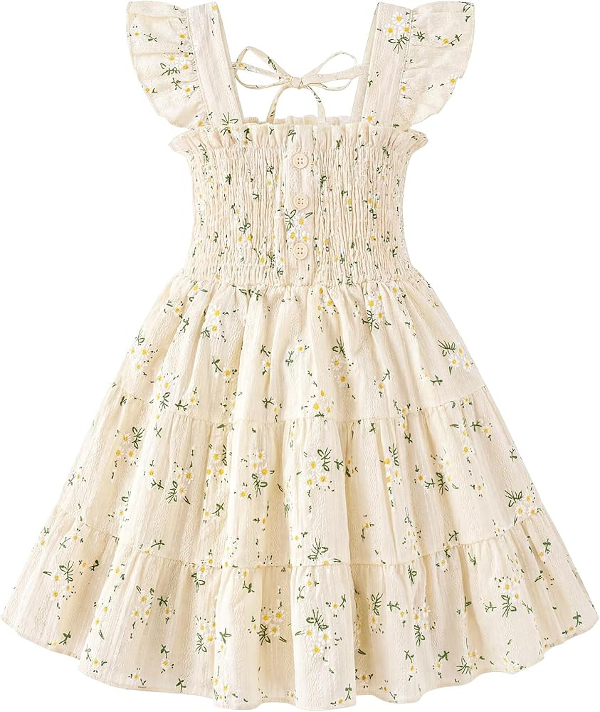 HONGTEYA Toddler Girl Dress Ruffle Sleeveless Princess Dresses, Summer Dress Beach Sundress | Amazon (US)