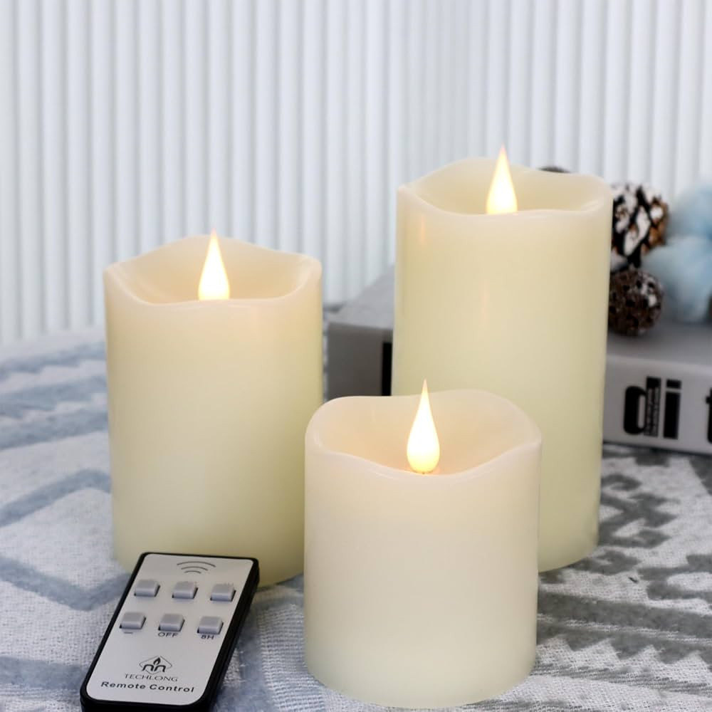 Flameless Candles Battery Operated with Remote Timer, 3D Moving Flame Flickering, Last 600+ Hours... | Amazon (US)