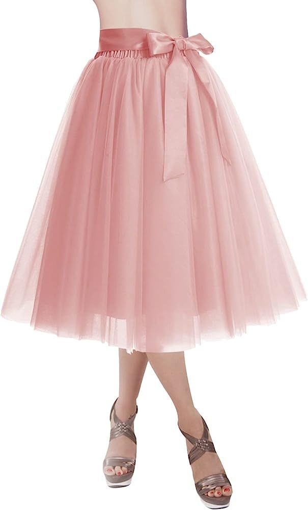 DRESSTELLS Womens Tulle Skirt A Line Tulle Dress Tutu Skirts Knee Length Adult Layered Short Prom... | Amazon (US)