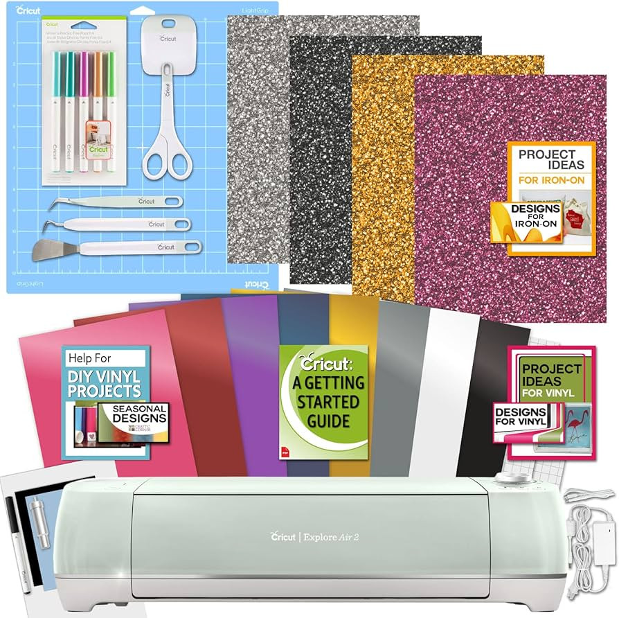 Cricut Explore Air 2 Machine Bundle with Iron On Vinyl Pack Tools Pen Designs Digital Project Gui... | Amazon (US)
