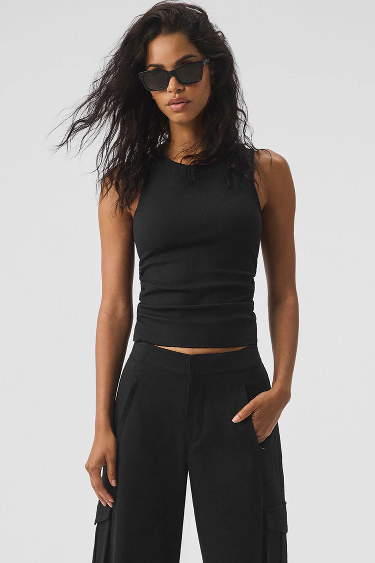 Ribbed En Pointe Tank - Black | Alo Yoga (US)