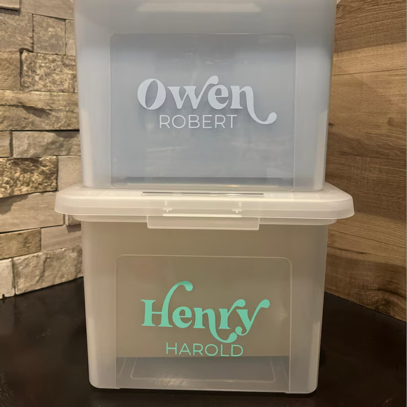 Kids Memory Box, Milestone Tote, Kids Memory Kit, Vinyl Name Label, Kids Keepsake, Baby Shower Gi... | Etsy (US)