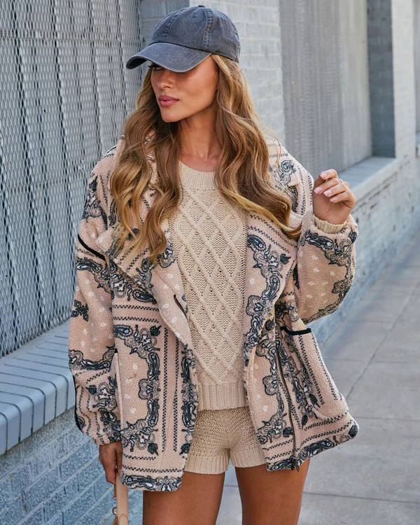 Menita Abstract Sherpa Moto Jacket | VICI