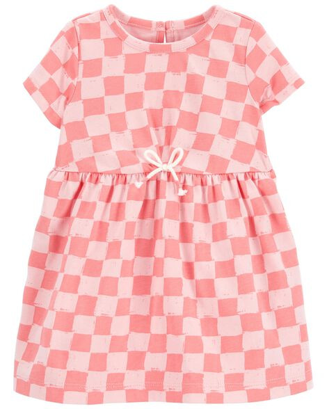 Carters Baby Girls Checkered Jersey Dress 18M Pink | Carter's