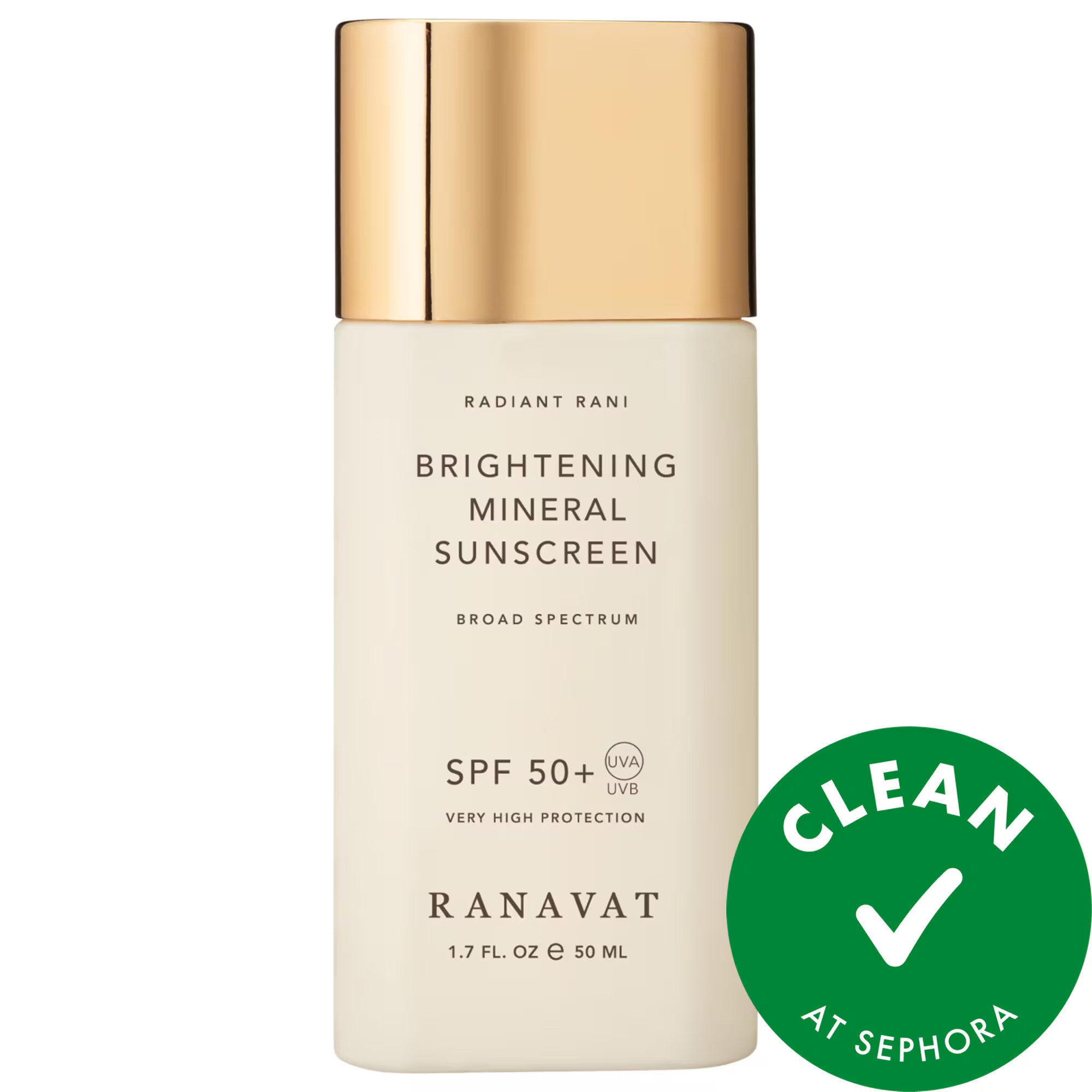 RANAVAT Daily Brightening Mineral Face Sunscreen, SPF 50+ with Saffron for Dark Spots and Squalane for Moisture 1.7 oz/50 mL | Sephora (US)