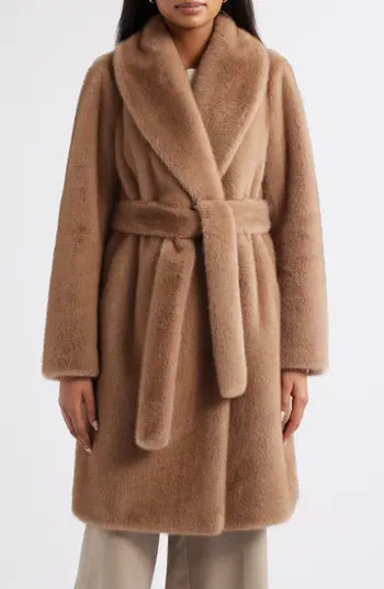 Faux Fur Belted Coat | Nordstrom
