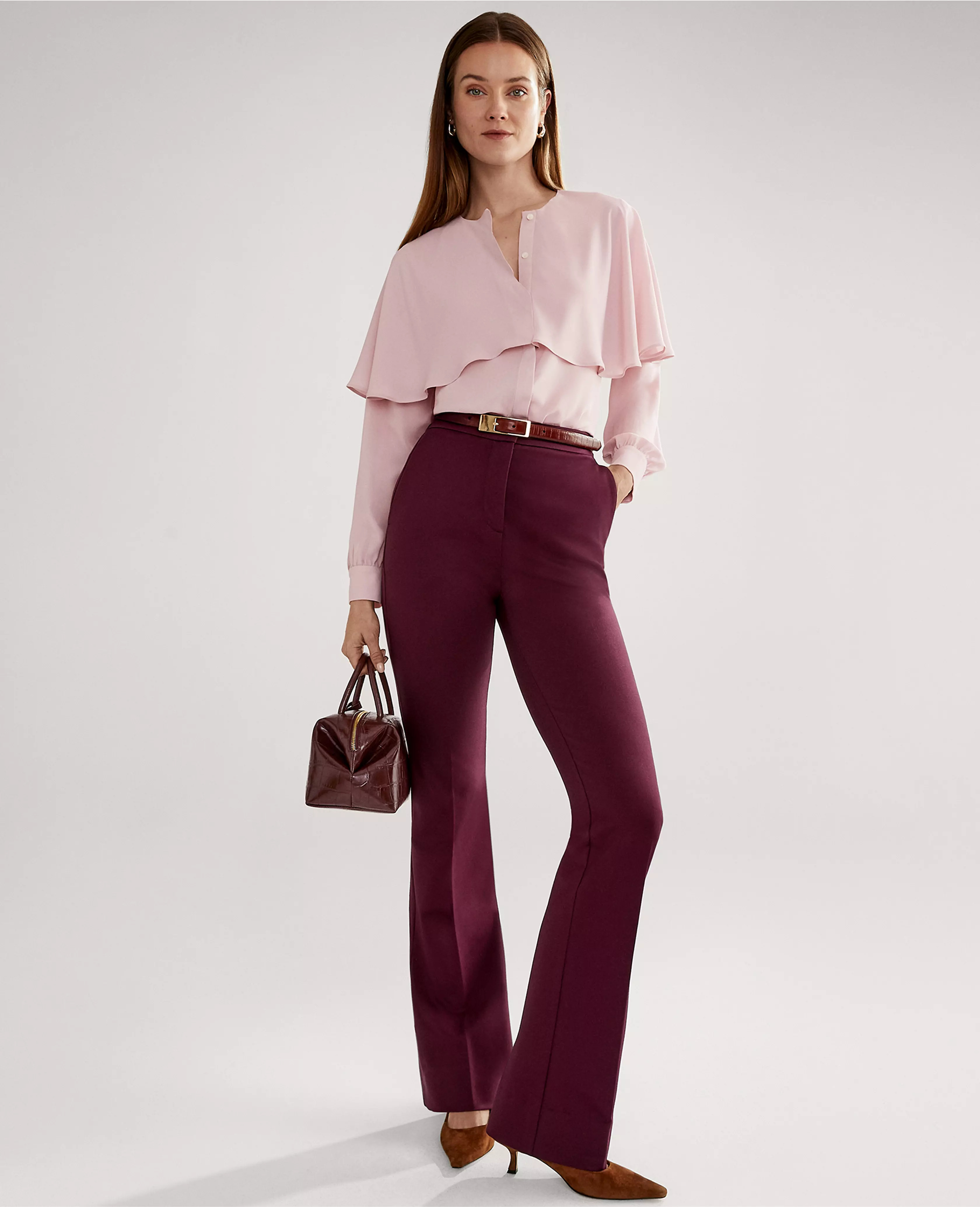 The Petite Skinny Flare Pant in Ponte | Ann Taylor