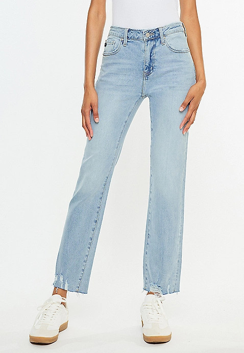 KanCan™ High Rise Ripped Hem Straight Jean | Maurices