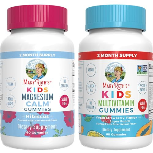 MaryRuth's Multivitamin (Strawberry) and Magnesium Calm Gummies (Hibiscus) for Kids | Clean Label Project Verified® | Vitamins for Overall Wellness and Sleep| Vegan, Non-GMO, Gluten Free | Amazon (US)