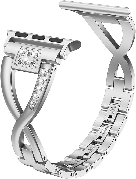Wearlizer Silver Bling Compatible with Apple Watch Band 38mm 40mm 41mm for iWatch SE Rhinestone S... | Amazon (US)