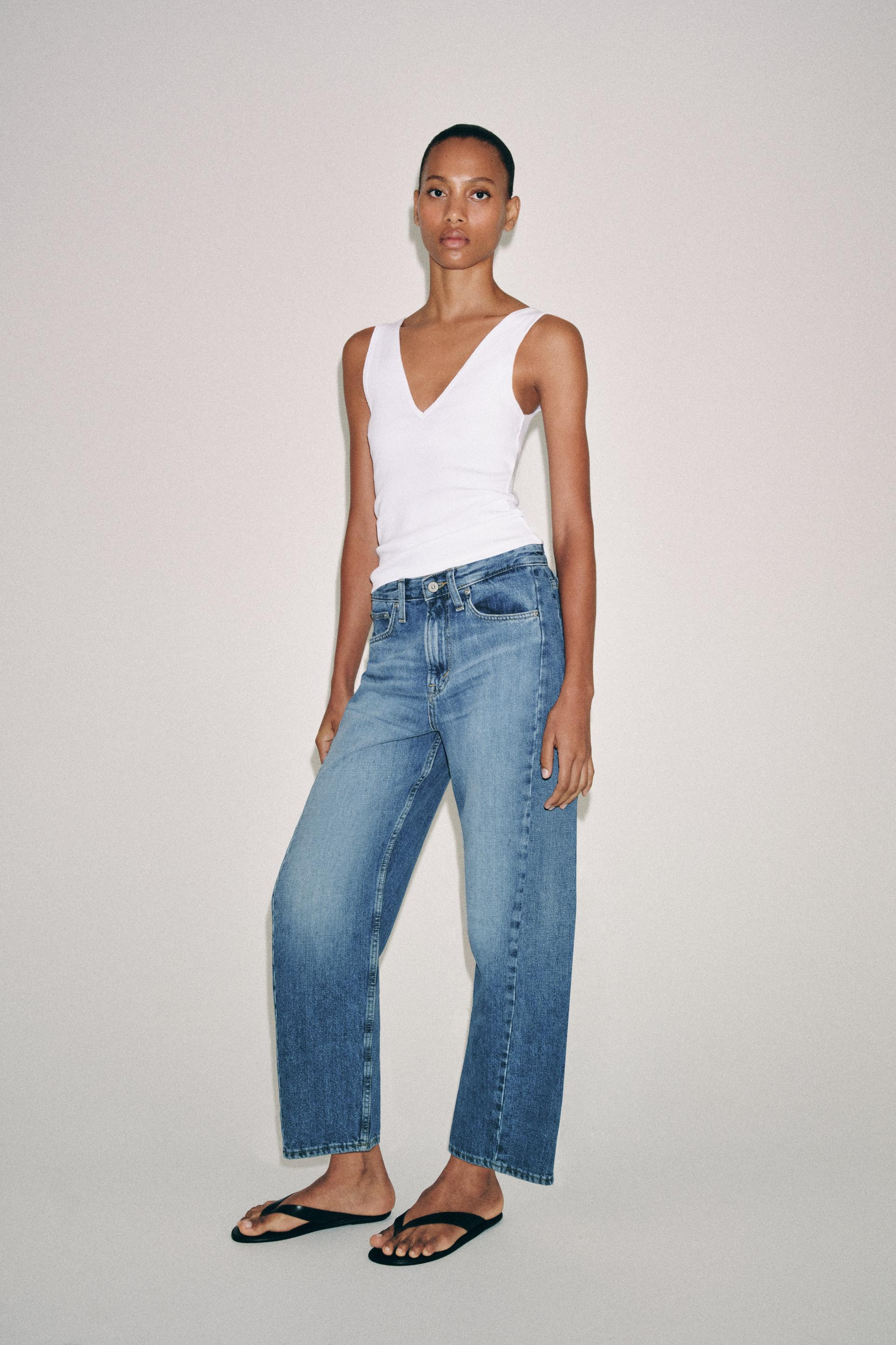 Zara - Jeans Zw Collection Ankle Relaxed Vita Media - Blu Chiaro - It 40 (Eur 36) - Donna | Zara IT