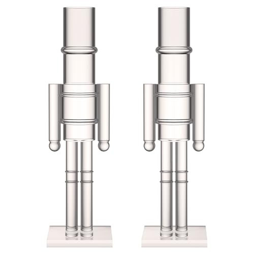 Thyle 2 Pack Christmas Acrylic Nutcracker Traditional Christmas Decorations Transparent Nutcracker Figure Statue Ornament for Xmas Festive Holiday Tabletop Home Party Decor (Clear,12 Inch) | Amazon (US)