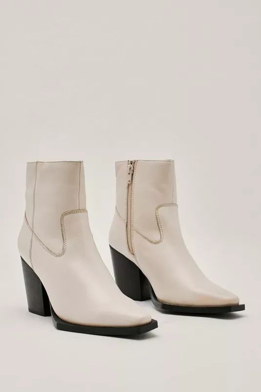 Contrast Pointed Real Leather Western Ankle Boots | Nasty Gal (US)