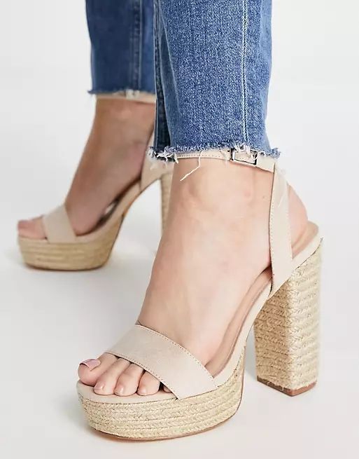 Truffle Collection espadrille platform heeled sandals in beige | ASOS (Global)