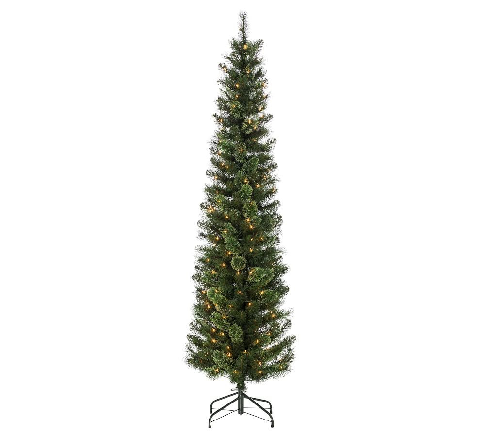 Artificial Lighted Hard Mixed Cashmere Pencil Pine Tree With Clear Lights | Pottery Barn (US)